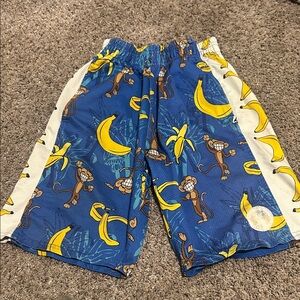 Blue Monkey and Banana Print Shorts